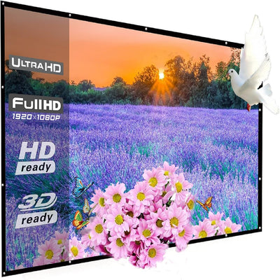 180 Inch Outdoor Projector Screen, HD 16:9 Large Folding Portable Home Theater Movie Screen for Camping/Office/Party/Double Sided Projection