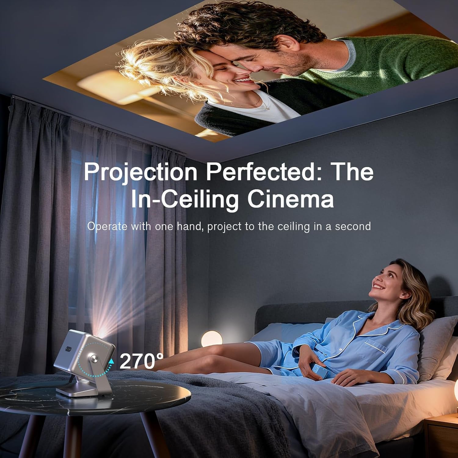 [4000 ANSI & Now with Netflix] 4K Projector with Wifi and Bluetooth for Display Booths, Auto Focus Keystone Smart Projector ,  Mini Projector with Adjustable Stand for Home Bedroom (Silver Grey）