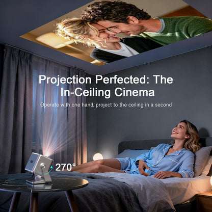[4000 ANSI & Now with Netflix] 4K Projector with Wifi and Bluetooth for Display Booths, Auto Focus Keystone Smart Projector ,  Mini Projector with Adjustable Stand for Home Bedroom (Silver Grey）