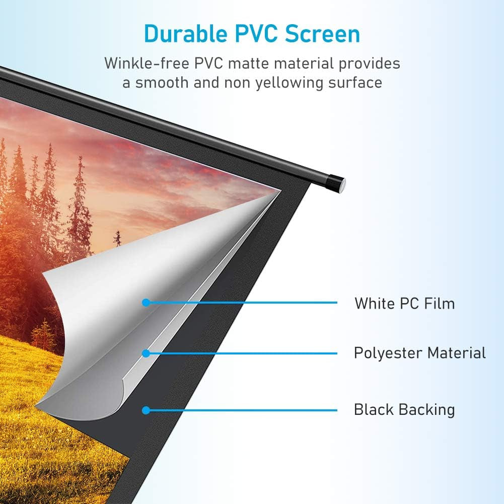 Motorized Projector Screen 100 Inch 16:9 HD Diagonal Indoor and Outdoor Movie Screen with Remote Control for Family Home Office Theater, Black