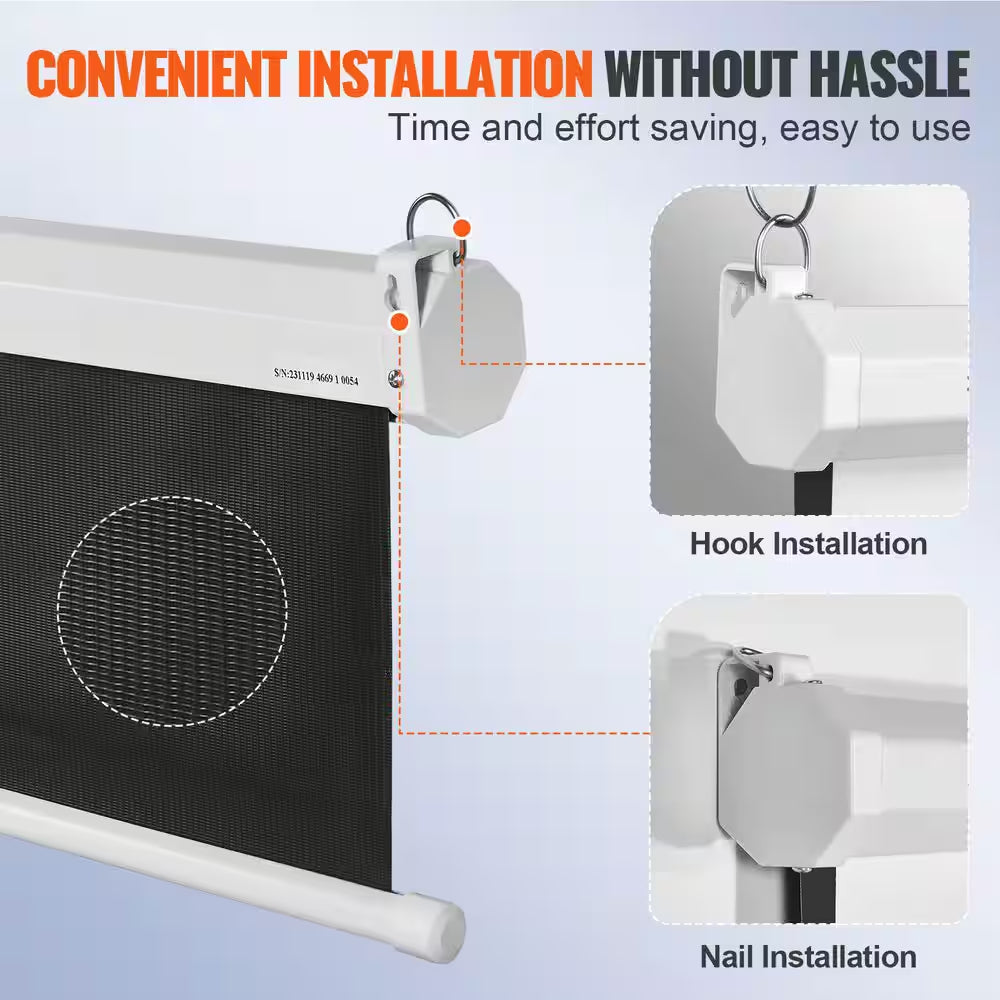 Projector Screen 100 In. Retractable Pull down Projector Screen 16:9 4K, Auto-Locking Portable Movie Screen Manual