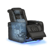 Home Theater Seat - Nappa Leather Power Recliner with Cool Gel Memory Foam, USB-C/A Charging, RGB LED Lights, Adjustable Lumbar & Headrest (Single Recliner,Black) — How It Works