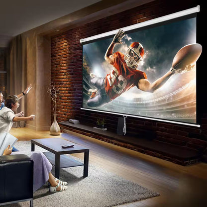 Projector Screen 100 In. Retractable Pull down Projector Screen 16:9 4K, Auto-Locking Portable Movie Screen Manual