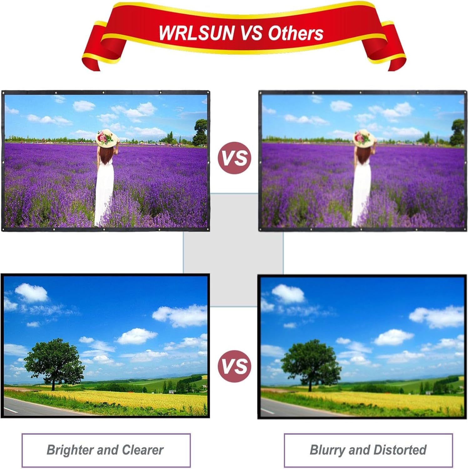 180 Inch Outdoor Projector Screen,  HD 16:9 Large Folding Portable Home Theater Movie Screen for Camping/Office/Party/Double Sided Projection
