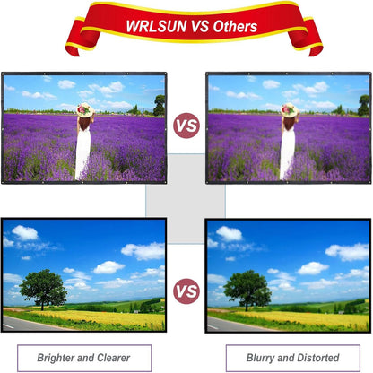 180 Inch Outdoor Projector Screen,  HD 16:9 Large Folding Portable Home Theater Movie Screen for Camping/Office/Party/Double Sided Projection