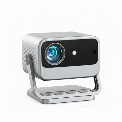 [4000 ANSI & Now with Netflix] 4K Projector with Wifi and Bluetooth for Display Booths, Auto Focus Keystone Smart Projector ,  Mini Projector with Adjustable Stand for Home Bedroom (Silver Grey）