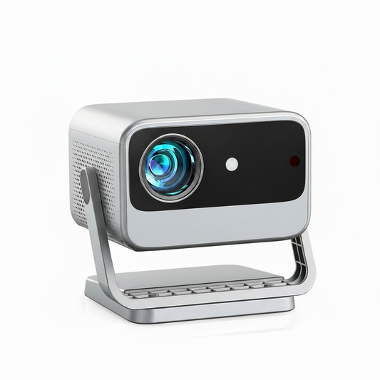 [4000 ANSI & Now with Netflix] 4K Projector with Wifi and Bluetooth for Display Booths, Auto Focus Keystone Smart Projector ,  Mini Projector with Adjustable Stand for Home Bedroom (Silver Grey）
