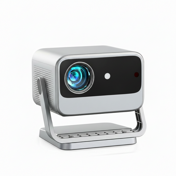 [4000 ANSI & Now with Netflix] 4K Projector with Wifi and Bluetooth for Display Booths, Auto Focus Keystone Smart Projector ,  Mini Projector with Adjustable Stand for Home Bedroom (Silver Grey）